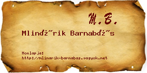 Mlinárik Barnabás névjegykártya